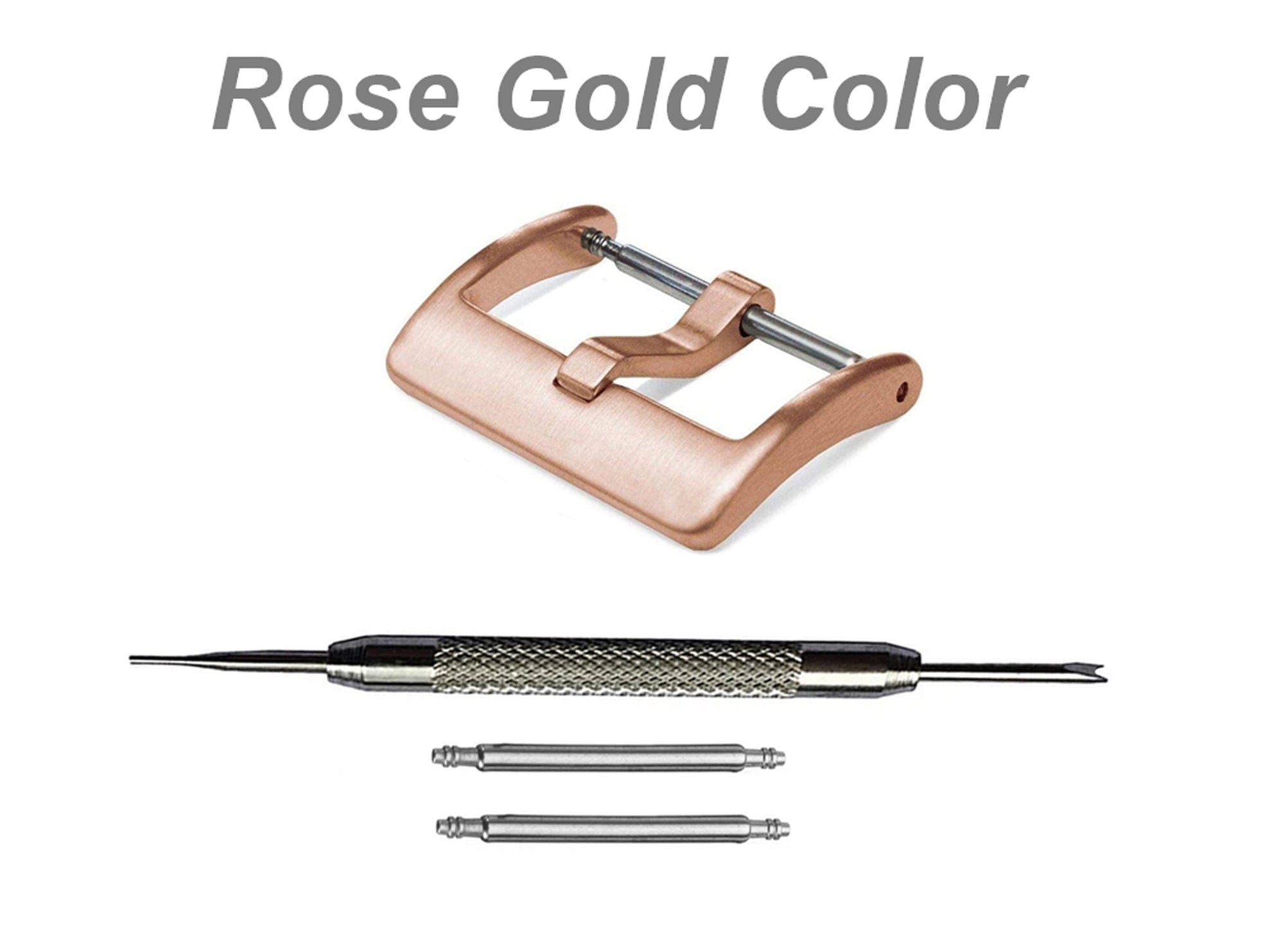 4pcs Set Modern Buckles for 16mm 20mm Watch Straps Bands Replacement Kit Clasp Silver Black Pink Rose Gold Color Finish -Pins Tool Included